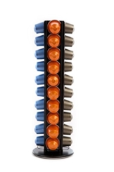 40 Nespresso Kapseln Drehbar Kaffee Kapselspender Kapselständer - Qualität Galvanisiert Puder Schwarz Stahl - Peak Coffee® N40B - (Kapseln nicht enthalten) - 1