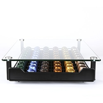 HiveNets Nespresso Kaffee Kapsel Halter Kapselständer Kapseln Hartglas Schubladen Organiser für 60 Stück - 4