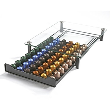 HiveNets Nespresso Kaffee Kapsel Halter Kapselständer Kapseln Hartglas Schubladen Organiser für 60 Stück - 1