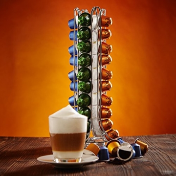Lumaland Cuisine Kapselhalter Kapselständer drehbarer Gerader Halter für 40 Stück Nespresso Kaffee Kapseln Chrome - 4