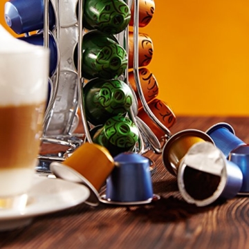 Lumaland Cuisine Kapselhalter Kapselständer drehbarer Gerader Halter für 40 Stück Nespresso Kaffee Kapseln Chrome - 8