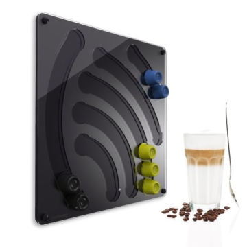 Plexidisplays 1105002 Wand-Kapselhalter für Cafissimo-Kapseln, Design Wasserfall, 41 x 40 cm, schwarz - 3