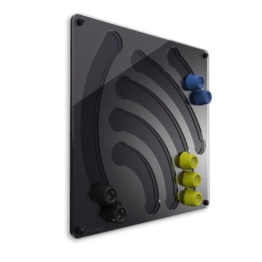 Plexidisplays 1105002 Wand-Kapselhalter für Cafissimo-Kapseln, Design Wasserfall, 41 x 40 cm, schwarz - 1