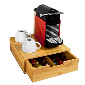 SoBuy® FRG70-N Kaffeekapsel Box Kapselhalter für Kapseln,Teebeutel Kapselständer Monitorständer Monitorerhöhung Bambus BHT ca.: 30x9,5x31cm - 1