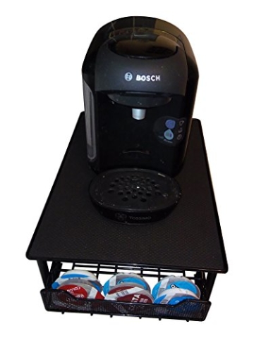 Tassimo Kaffee Kapselhalter - zur Aufbewahrung von 60 Kapseln in einem Stapelständer - Anti- Vibration, rutschfeste Oberfläche - Ständer mit netzförmigen Fächern - Tassimo Padhalter - schwarz - 3