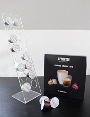 Design Kapselhalter für 16 Cremesso (Netto) Kapseln. Kapselspender stehend aus hochwertigem Plexiglas transparent - 1
