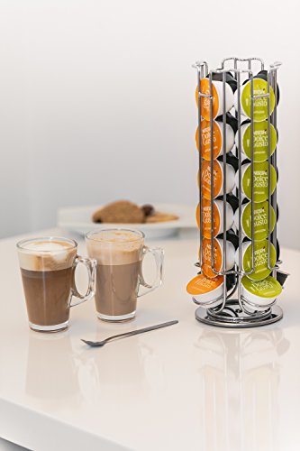 livivo® Kaffee-Kapselhalter – Organisieren und Display Ihren Kaffee Pods in Stil – bis Platz in ihrer Küche – Tower Ständer Spender mit Rutschfeste FILZ Unterseite – hergestellt aus hochwertigem verchromtem Edelstahl 32 Dolce - 5